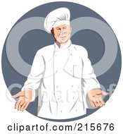 Royalty Free RF Clipart Illustration Of A Retro Chef Over A Gray Circle