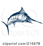 Royalty Free RF Clipart Illustration Of A Blue Marlin Fish Jumping 4
