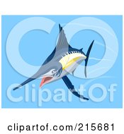 Royalty Free RF Clipart Illustration Of A Blue Marlin Fish Swimming
