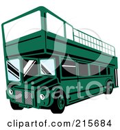 Poster, Art Print Of Retro Green Double Decker Bus