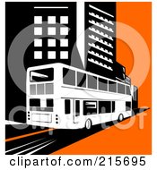 Poster, Art Print Of Retro Double Decker Bus Driving Through A City