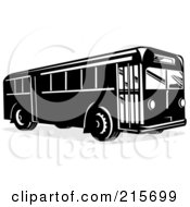 Poster, Art Print Of Retro Black And White City Bus - 1