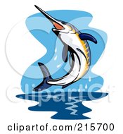 Royalty Free RF Clipart Illustration Of A Blue Marlin Fish Leaping 3