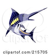 Royalty Free RF Clipart Illustration Of A Blue Marlin Fish Jumping 3