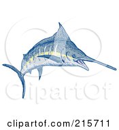 Royalty Free RF Clipart Illustration Of A Blue Marlin Fish Jumping 6