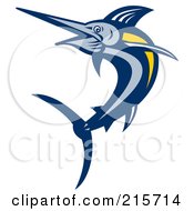 Royalty Free RF Clipart Illustration Of A Blue Marlin Fish Jumping 5