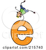 Poster, Art Print Of Childs Sketch Of A Boy On Top Of A Lowercase Letter E