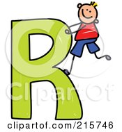 Poster, Art Print Of Childs Sketch Of A Boy Climbing A Capital Letter A