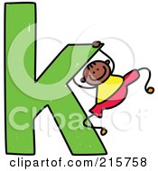 Poster, Art Print Of Childs Sketch Of A Boy Swinging On A Lowercase Letter K