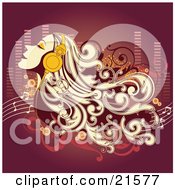 Clipart Illustration Of A Blond Woman Closing Her Eyes And Listening To Tunes Through Headphones