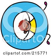 Royalty Free RF Clipart Illustration Of A Childs Sketch Of A Boy Rolling With A Capital Letter O by Prawny