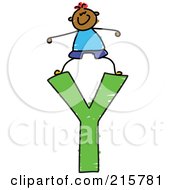 Poster, Art Print Of Childs Sketch Of A Boy On Top Of A Capital Letter Y