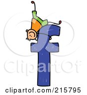 Poster, Art Print Of Childs Sketch Of A Boy On Top Of A Lowercase Letter F