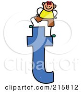 Poster, Art Print Of Childs Sketch Of A Boy On Top Of A Lowercase Letter T