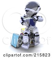 Poster, Art Print Of 3d Robot Sitting And Reading