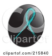 Royalty Free RF Clipart Illustration Of A Teal Awareness Ribbon On A Shiny Black App Icon Button by inkgraphics #COLLC215840-0143