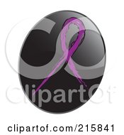 Poster, Art Print Of Purple Awareness Ribbon On A Shiny Black App Icon Button