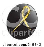 Poster, Art Print Of Yellow Awareness Ribbon On A Shiny Black App Icon Button