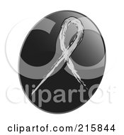 Poster, Art Print Of Gray Awareness Ribbon On A Shiny Black App Icon Button