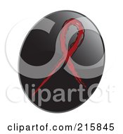 Poster, Art Print Of Maroon Awareness Ribbon On A Shiny Black App Icon Button