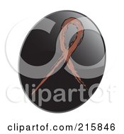 Poster, Art Print Of Brown Awareness Ribbon On A Shiny Black App Icon Button