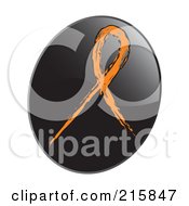 Poster, Art Print Of Orange Awareness Ribbon On A Shiny Black App Icon Button