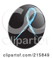 Poster, Art Print Of Light Blue Awareness Ribbon On A Shiny Black App Icon Button