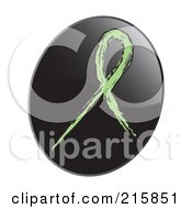 Poster, Art Print Of Light Green Awareness Ribbon On A Shiny Black App Icon Button