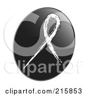 Poster, Art Print Of White Awareness Ribbon On A Shiny Black App Icon Button