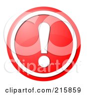 Poster, Art Print Of Round Red And White Shiny Exclamation Point Button Icon