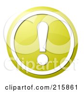 Poster, Art Print Of Round Yellow And White Shiny Exclamation Point Button Icon
