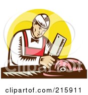 Poster, Art Print Of Retro Butcher Chopping Meat