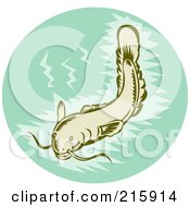 Royalty Free RF Clipart Illustration Of A Catfish In Green Water