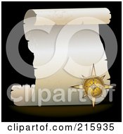 Poster, Art Print Of Golden Compass Over A Blank Parchment Scroll