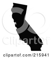 Royalty Free RF Clipart Illustration Of A Black Silhouette Of California USA by JR