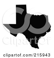 Royalty Free RF Clipart Illustration Of A Black Silhouette Of Texas USA by JR #COLLC215943-0123