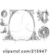 Poster, Art Print Of Digital Collage Of Money Design Elements With A Blank Oval Frame
