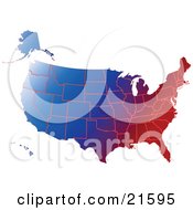 Gradient Red White And Blue Mape Of All Of The United States