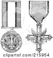Royalty Free RF Clipart Illustration Of A Digital Collage Of Black And White Military Medals