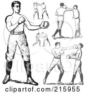 Royalty Free RF Clipart Illustration Of A Digital Collage Of Black And White Vintage Boxers