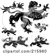 Poster, Art Print Of Digital Collage Of Black And White Gothic Lions