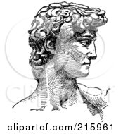 Poster, Art Print Of Black And White Sketch Of Michelangelos David With The Face In Profile