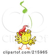 Yellow Christmas Chicken Wearing A Santa Hat And Singing Carols - 4