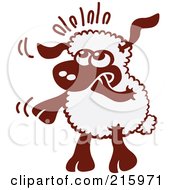 Poster, Art Print Of Nervous Cartoon Sheep Nibbling His Hoof