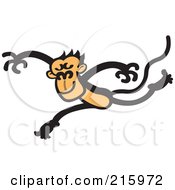 Royalty Free RF Clipart Illustration Of A Lanky Jungle Monkey Running by Zooco