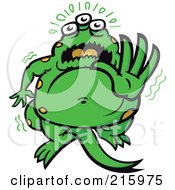 Poster, Art Print Of Frightened Green Monster Holding Out His Hand
