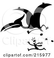 Silhouetted Pterodactyl Chasing A Man
