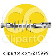 Royalty Free RF Clipart Illustration Of A Lineman Drill Tool On A Yellow Circle
