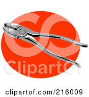 Royalty Free RF Clipart Illustration Of A Pair Of Pliers Over A Red Circle