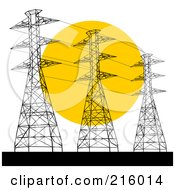 Poster, Art Print Of Trio Of Power Towers Against A Sunset